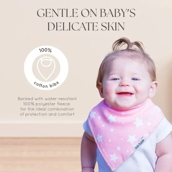 Dodo Babies Bandana Drool Bib Set - Eight 100% Cotton Bibs with Soft Polyester Lining, 2 Pacifier Clips, Binky Case, Pink Gift Bag for Baby Girl or Boy Shower - Adjustable Snap Fit for 3-24 Months {5}