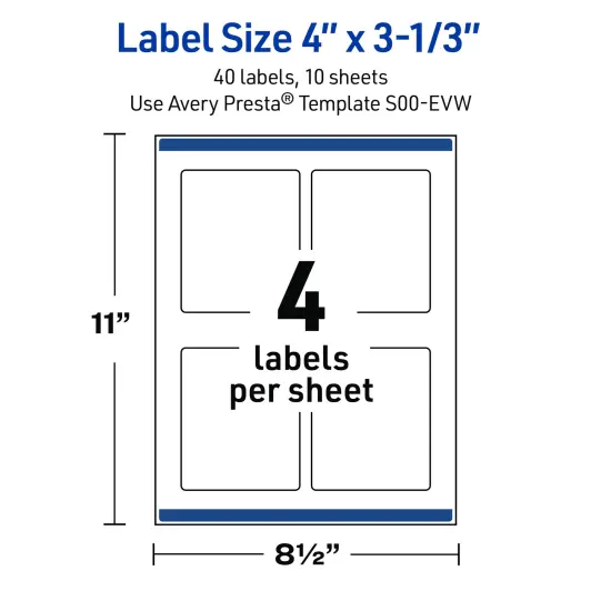 Avery Printable Rectangle Labels with Sure Feed Technology, Pre-Printed Gold Florals, Matte White, 4" x 3-1/3", Laser & Inkjet Compatible, 40 Total, Great for Branding, Marketing, and Events {5}