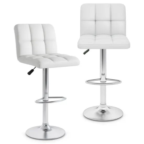 Modern Bar Stools Set of 2 with Back Support, Heavy-Duty Metal Base, Footrest, and Adjustable Height White {4}