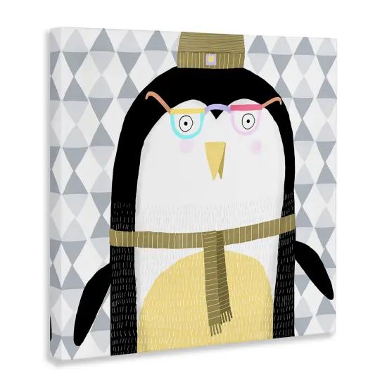 Stupell Industries Cozy Penguin on Geometrics Canvas By Carla Daly {3}