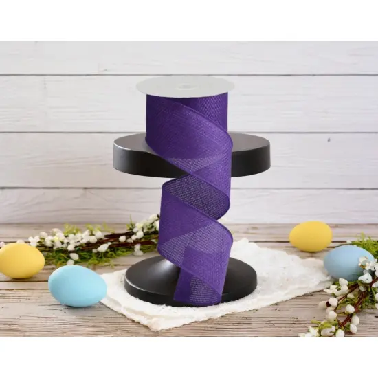 2.5" Royal Faux Burlap Ribbon: Purple (10 Yards) {3}