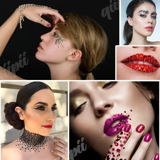 28 Types Black White Transparent Flatback Resin Rhinestones with Glue - 3-6mm (Neutral Series) {3}