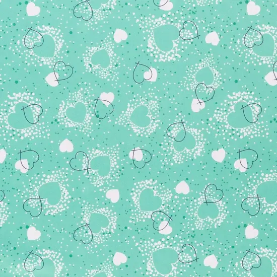Mook Fabrics Hearts Adored Printed PUL Fabric [60 in. Wide] - By The Yard Teal {1}