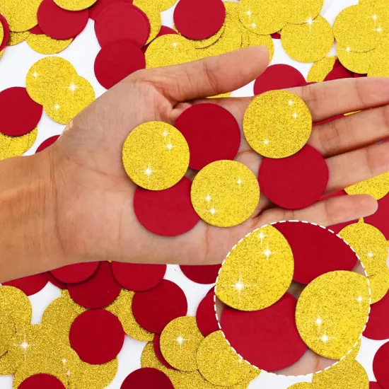 300Pcs Glitter Gold and Red Table confetti {2}
