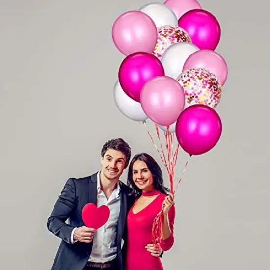 80 Piece - Hot Pink Latex Balloons (Pink, White, Rose Red) {2}