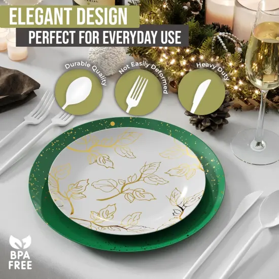 Trendables Disposable Silverware Set - Wedding Plastic Cutlery Dinnerware - Includes modern Forks, Plastic Spoons, disposable Knives - reflective Plastic Utensils Party Set {4}