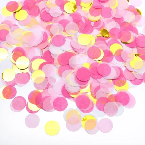 5000 Pieces Tissue Paper Confetti Circles - Pink and Gold {1}