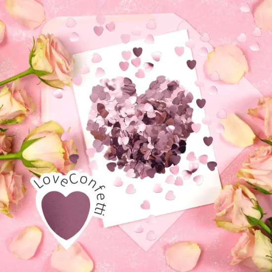 Love Heart Table Confetti Sequins - Pink {3}