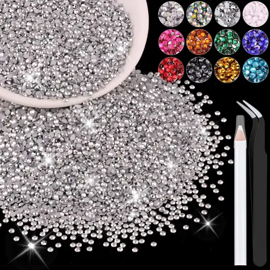 5000PCS 3mm Resin Flatback Rhinestones with Pickup Pen and Tweezers (Silver) {1}