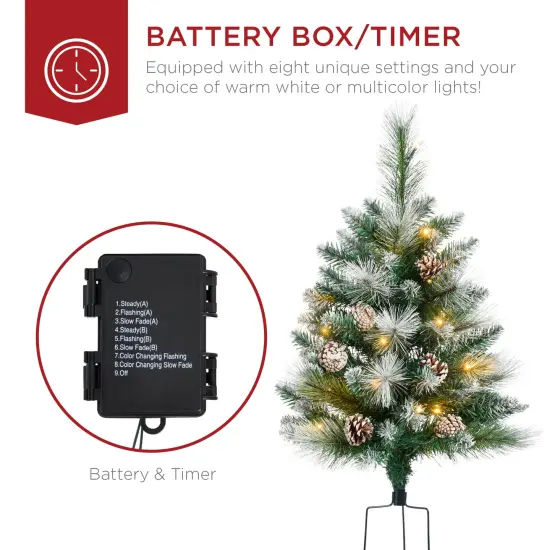 Best Choice Products Set of 2 24.5in Outdoor Pathway Christmas Trees Decor w/ LED Lights Frosted {6}