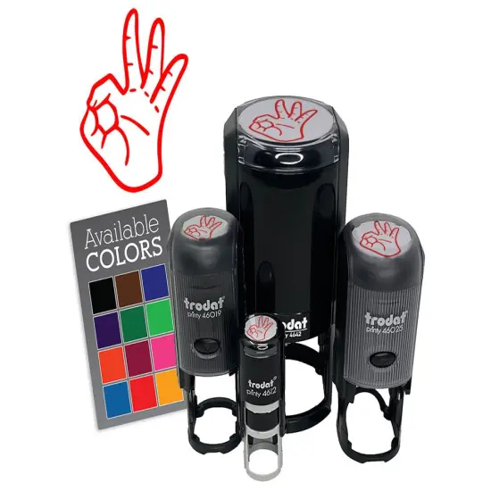OK Okay Hand Sign Self-Inking Rubber Stamp for Stamping Crafting Planners Pink {7}