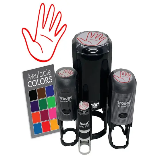 Hand Holding Up Five Fingers Open Palm Self-Inking Rubber Stamp Crafting Planner Lime Green {7}