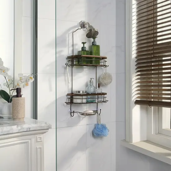 Bathroom Classic Hanging Over The Shower Head Caddy Brown {2}