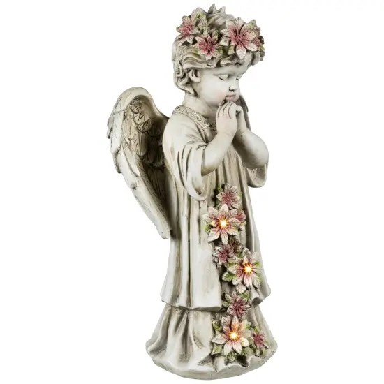 Northlight LED Lighted Praying Cherub with Flowers Statue - 16" Ivory {5}