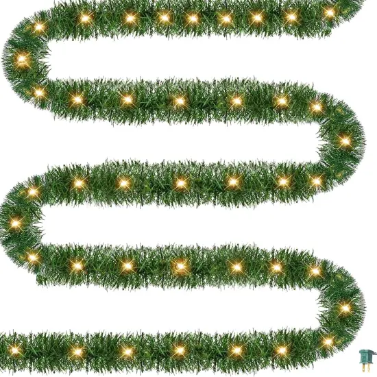 15 FT Artificial Christmas Garland, Pre-Lit 35 Count Mini String Lights {1}