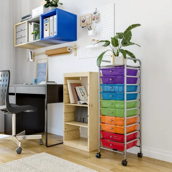 Seville Classics 10-Drawer Organizer Cart, 12.8" W x 15.35" D x 38.2" H Black {5}