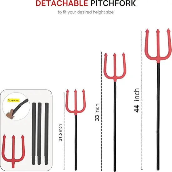 4E&rsquo;s Novelty 44" Devil Pitchfork &ndash; Collapsible Red & Black Plastic Trident Costume Accessory for Adults & Kids, Lightweight Demon Prop for Halloween Devil Cosplay, Party Dress-Up & Themed Events {2}