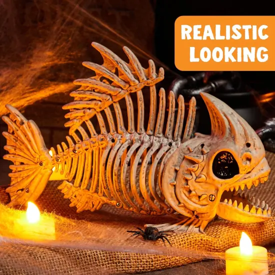 2 PCS 9.5 Halloween Posable Fish Skeleton Decor {3}