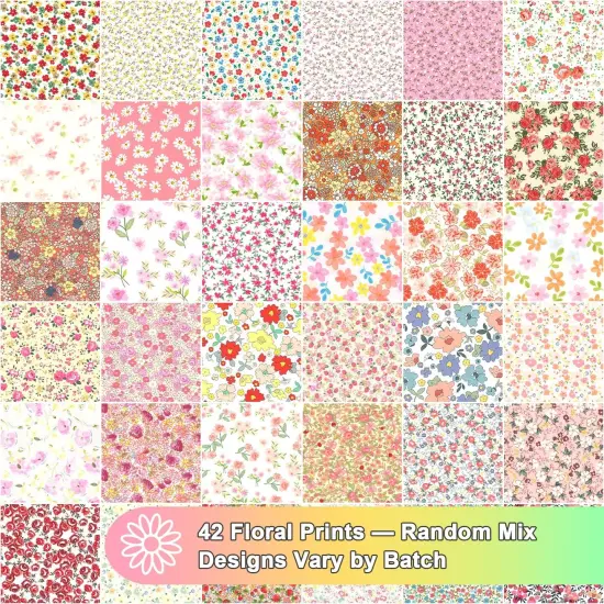 42 Pieces 10&Prime; Pre-Cut Floral Prints Cotton Fabric Squares &mdash; Layer Cake Quilting Fabric {2}