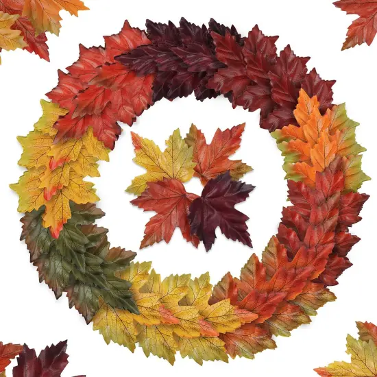 500PCS Artificial Maple Fall Leaves {1}