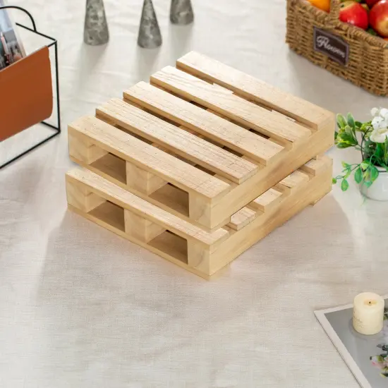 Vintiquewise Rustic Wooden Pallet Display Stand Natural Wood Riser for Home Decor Table Centerpiece Candle or Dessert Holders Plant Pot DIY Craft Party Accents and Event Presentation {12}