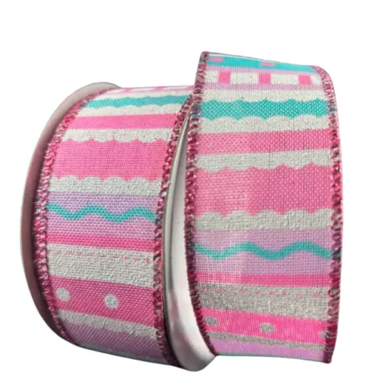 1.5" Whimsy Stripe Ribbon: Pink, Aqua, Lavender {1}