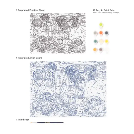 PJL51 | Painting by numbers&trade; 13pc 11.25" x 15.375" Beach Puppies Painting Project {3}