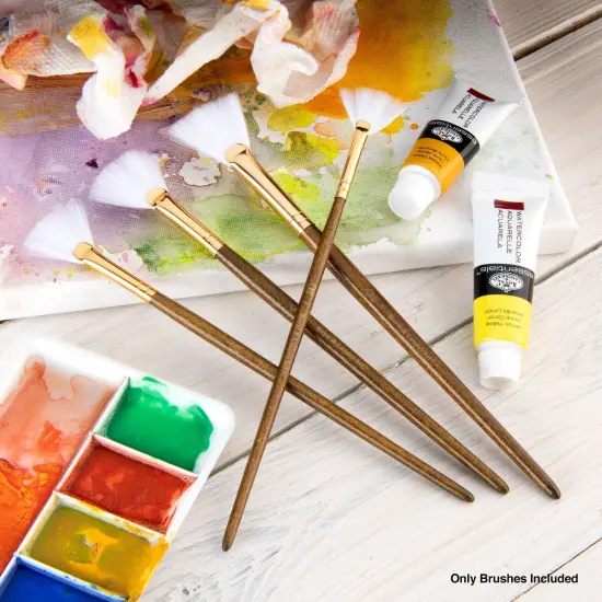 RSET-9166 | 4pc White Taklon Fan Brush Set {4}