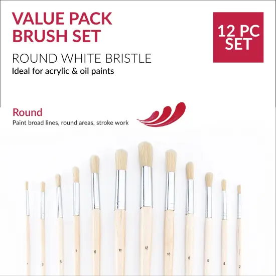 RSET-9602 | 12pc Stiff White Bristle Round Brush Set {4}
