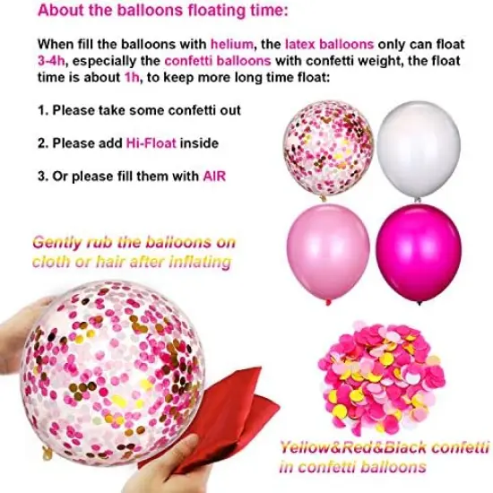 80 Piece - Hot Pink Latex Balloons (Pink, White, Rose Red) {6}