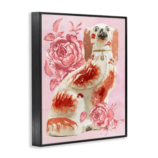 Stupell Industries Victorian Antique Dog with Flower Framed Giclee By Lil' Rue {3}