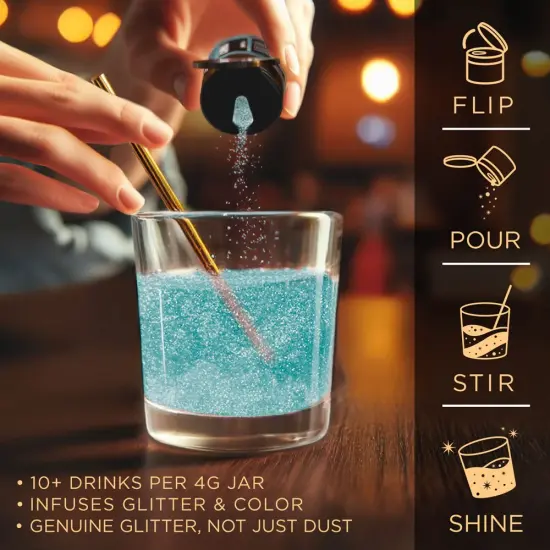 Brew Glitter - Teal Edible Drink Glitter (4g, x1 Flip-Cap Jar) for Beer, Cocktails and Beverages {4}