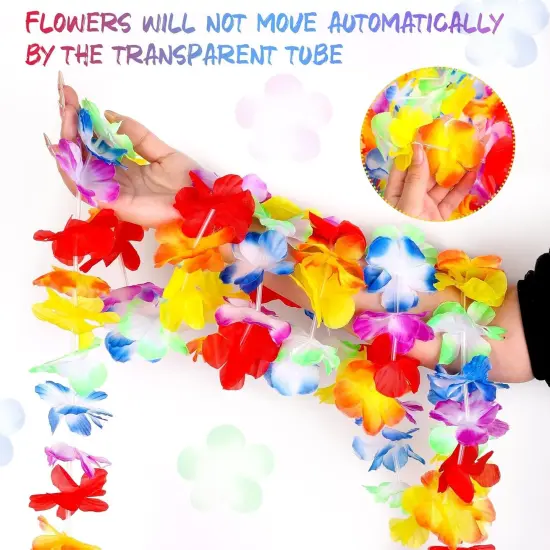 6 Pack Colorful Hawaiian Luau Tropical Flower Lei Garland Party Decorations {2}