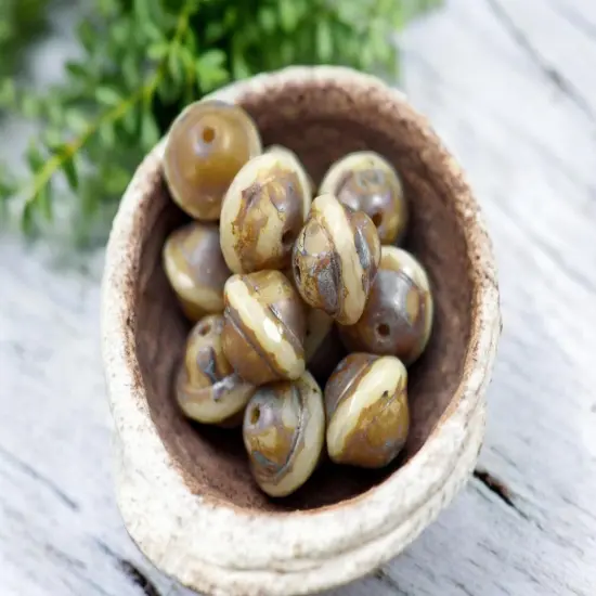 Opaque Beige Picasso Saturn Beads -- Choose Your Size {3}