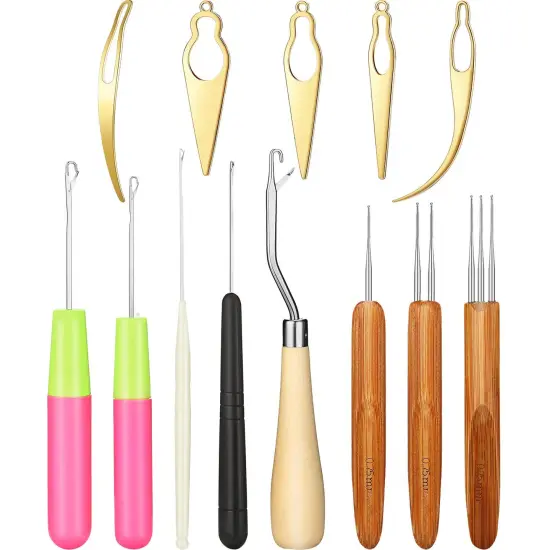 13 Pcs Dreadlocks Tool Set Includes 5 Latch Hook Crochet Needles, 3 Dreadlocks Crochet Hook and 5 Locking Hair Extensions Tool for Locs, Sisterlocks, Easyloc Hair {1}