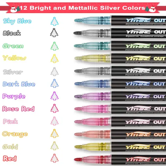 Markers, 12 Glitter Metallic Coloring Doodle Gel Pens, Tween Teen Girl Easter Basket Stuffers Gifts Trendy Stuff, Cute School Art Craft Classroom Supplies Set for Kids Ages 4-16 {1}