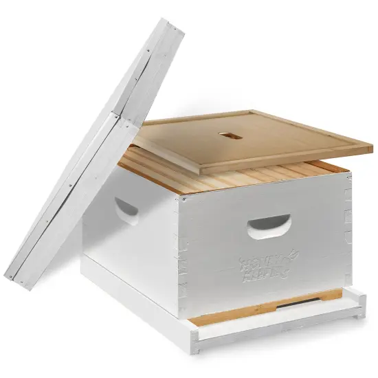 Honey Keeper Beginner Bee Hive Kit, Fully Assembled and Painted Starter Set with Hive Body & 10 Frames White {3}