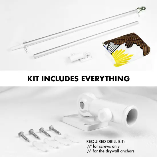 G128 - 6 Feet Tangle Free Spinning Flagpole (Silver) Illinois Double Sided Brass Grommets Embroidered 3x5 ft (Flag Included) Aluminum Flag Pole {2}