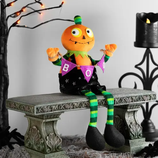 Northlight Jack O Lantern Halloween Decoration with Boo Banner- 14" Multi {1}