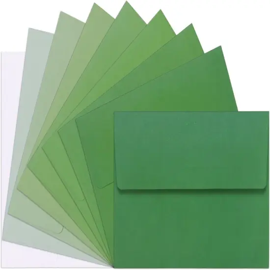 18-Pack Green 5x7 Self Seal A7 Envelopes - Gradient Colored, Fade Out Green - Perfect for Invitations, Letters, Photos, Thank You Cards, Wedding {1}