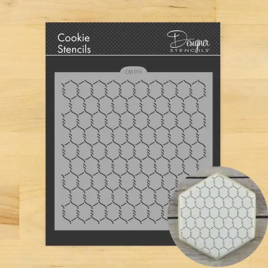 Chicken Wire Cookie & Craft Stencil | CM190 by Designer Stencils | Cookie Decorating Tools | Baking Stencils for Royal Icing, Airbrush, Dusting Powder | Craft Stencils for Canvas, Paper, Wood | Reusable Food Grade Stencil {1}