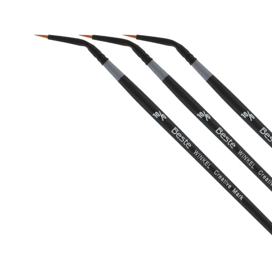 Creative Mark Beste Golden Taklon Winkle #10x0 - 3 Pack Artist Paint Brush, Professional Watercolor Brushes, For Acrylic Painting, Short Handle, Sharp Edges, Hand-Tied & Shaped {1}