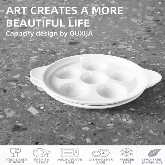 Ceramic Artist Paint Palette, 6.5 Inch Watercolor Palette with 6 Holes and Handles, Mixing Tray for Gouache Painting, Tempera Painting, Easy to Clean White, 2 Pack {2}