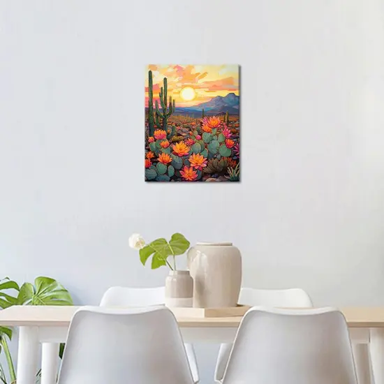 Adult Paint by Numbers Kits Desert Cactus Canvas Oil Painting Sunset in The Desert DIY Paint by Number for Adults Paint by Number Kits Drawing Paintwork {2}