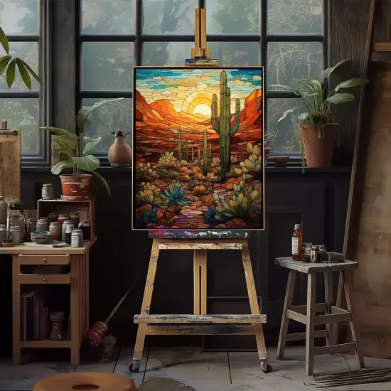 Paint by Numbers Kit for Adults - Cactus DIY Adult Paint by Number Kits Wilderness Landscape Acrylic Canvas Painting for Adults Beginners Kids Art Crafts Without Frame {3}