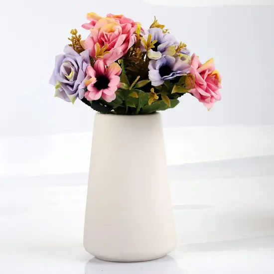 Simple Vase for Flowers Plants, Matte Vases for Modern Table Shelf Home Decor Wedding Boho Decor, 6" H Frosted Elegant Ceramic Vase for Pampas Grass Fluffy Stem Bouquet Lavender Flowers (White, 1) {3}