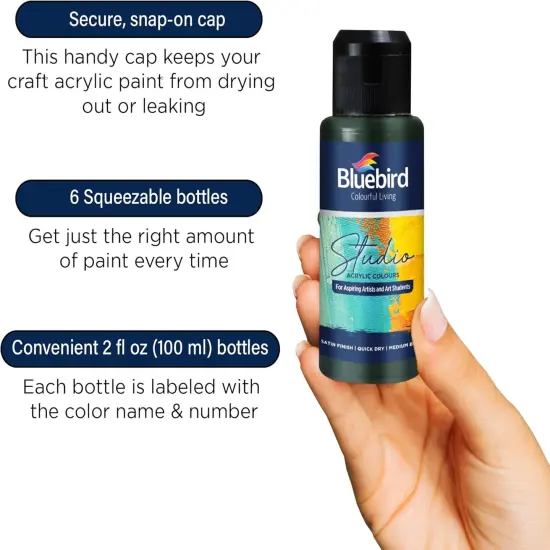 Acrylic Paints, Primary Colors, 6-Pack 3.4 Fl Oz each, Basic Acrylic Paint For Kids, Students & Beginner Artists {3}