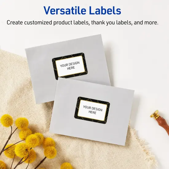 Avery Printable Rectangle Labels with Sure Feed Technology, Pre-Printed Black Border with Gold Pattern, Glossy White, 2" x 3", Laser & Inkjet Compatible, 80 Total {6}