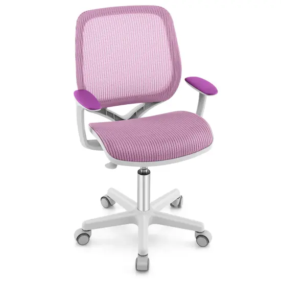 Costway Kids Desk Armchair Swivel Mesh Children Computer Chair with Adjustable Height Blue/Pink/Purple {10}
