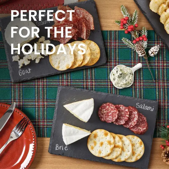 6 Pack Mini Slate Charcuterie Boards Set with Chalk - Individual Stone Serving Plates for Cheese, Sushi, Food (6x8.7 in) Multicolor {2}